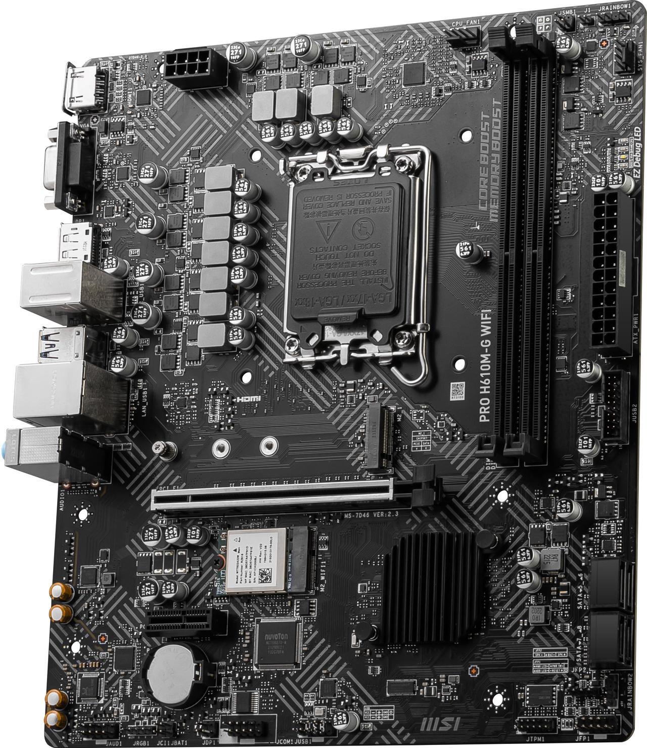 Main image of MSI PRO H610M-G WIFI LGA 1700 Intel H610 HDMI SATA 6Gb/s USB 3.1 Micro ATX Motherboards-Intel