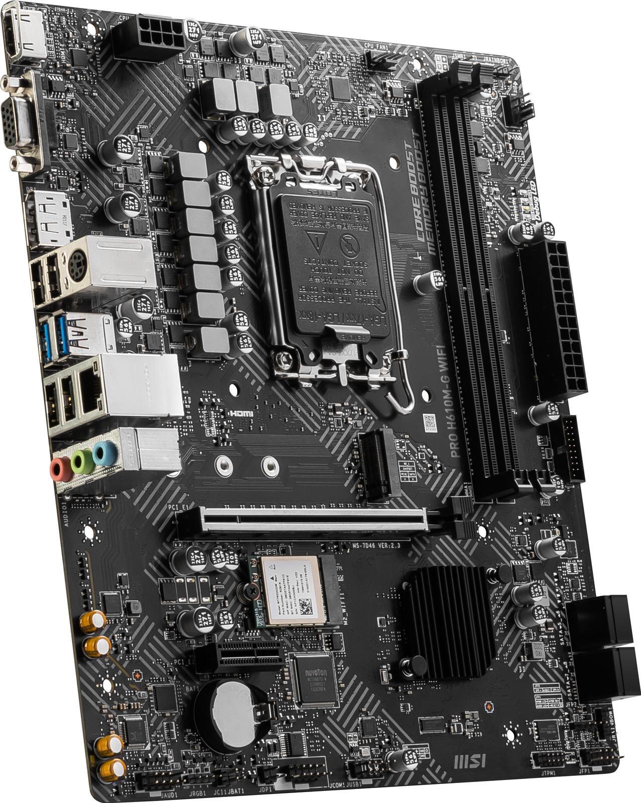 Alt view image 4 of 7 - MSI PRO H610M-G WIFI LGA 1700 Intel H610 HDMI SATA 6Gb/s USB 3.1 Micro ATX Motherboards-Intel