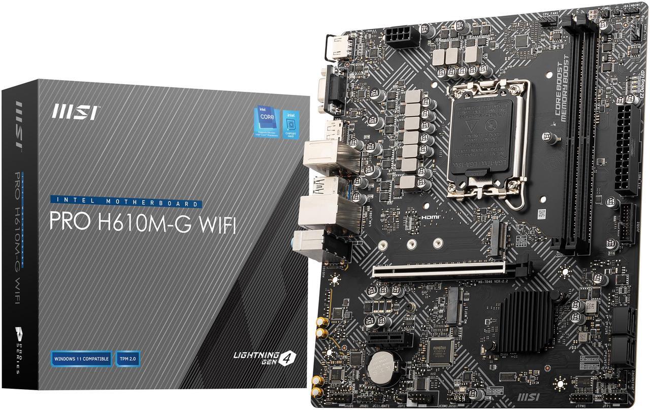 Alt view image 5 of 7 - MSI PRO H610M-G WIFI LGA 1700 Intel H610 HDMI SATA 6Gb/s USB 3.1 Micro ATX Motherboards-Intel