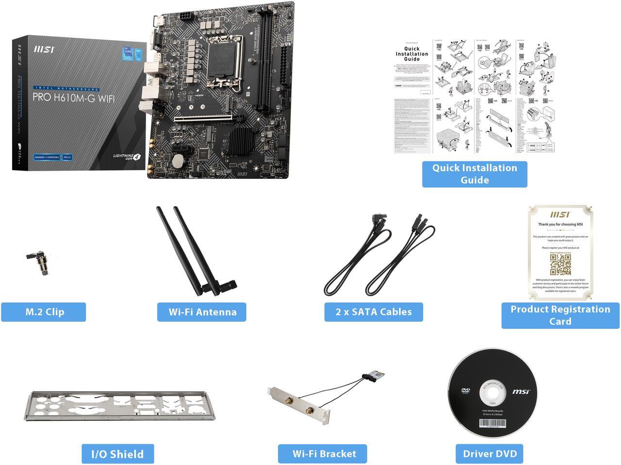 Alt view image 7 of 7 - MSI PRO H610M-G WIFI LGA 1700 Intel H610 HDMI SATA 6Gb/s USB 3.1 Micro ATX Motherboards-Intel