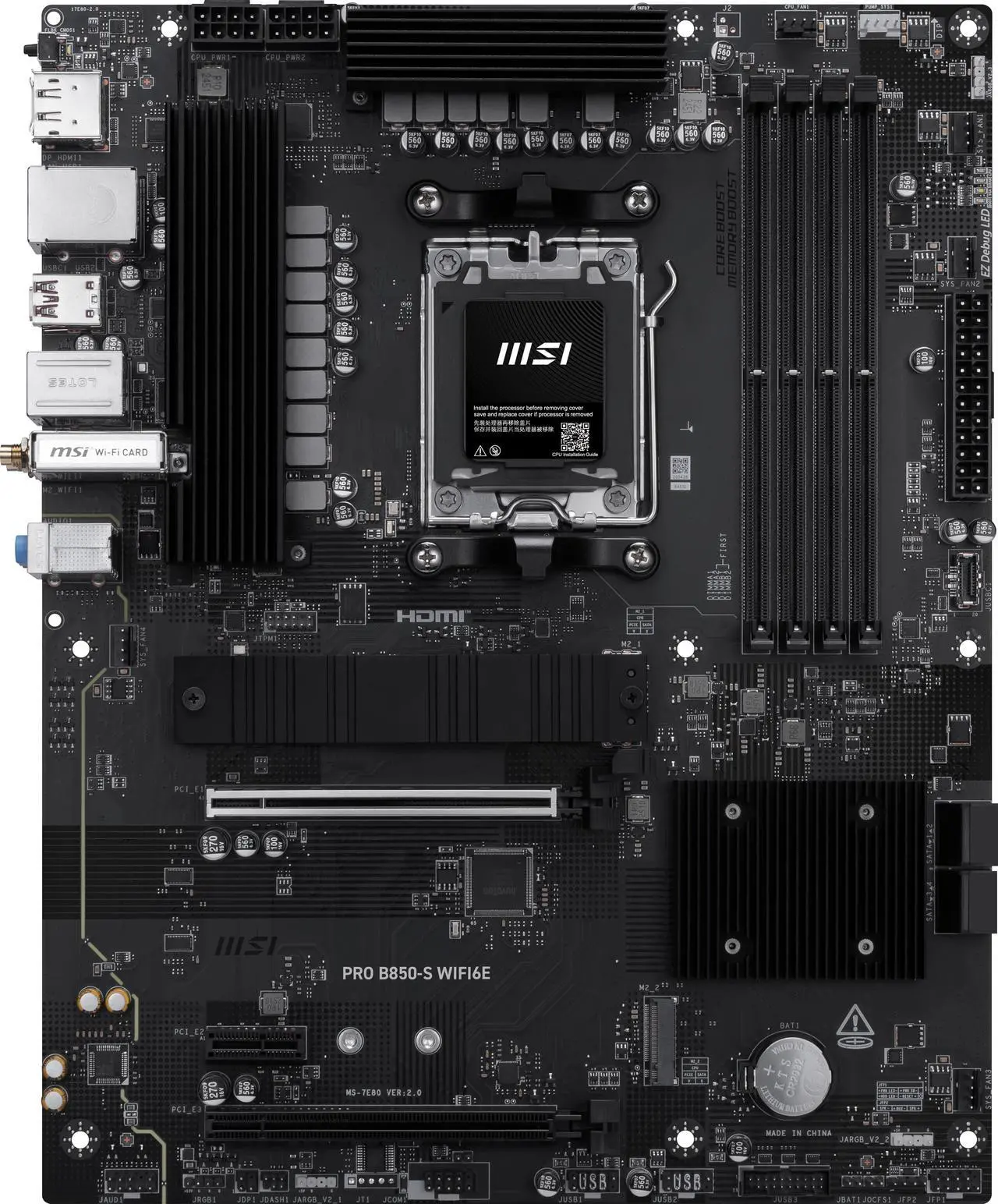 Open Box: MSI PRO B850-S WIFI6E Motherboard, ATX - Supports AMD Ryzen 9000 / 8000 / 7000 Processors, AM5 - DDR5 Memory Boost (8200+ MT/s OC), PCIe 4.0 x16, M.2 Gen5, Wi-Fi 6E, 2.5G LAN - Newegg.com - Open Box condition - Image 9