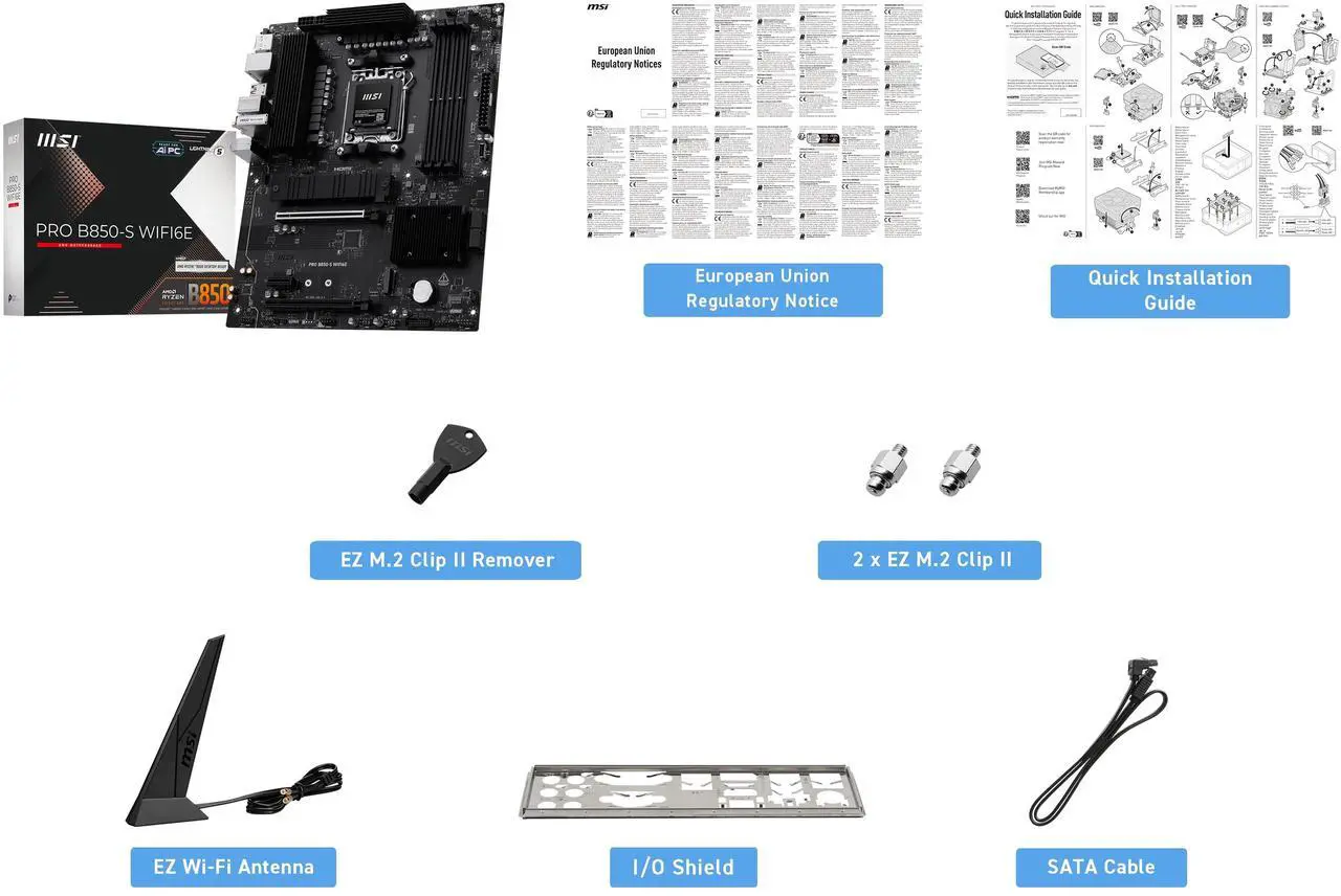 Open Box: MSI PRO B850-S WIFI6E Motherboard, ATX - Supports AMD Ryzen 9000 / 8000 / 7000 Processors, AM5 - DDR5 Memory Boost (8200+ MT/s OC), PCIe 4.0 x16, M.2 Gen5, Wi-Fi 6E, 2.5G LAN - Newegg.com - Open Box condition - Image 13