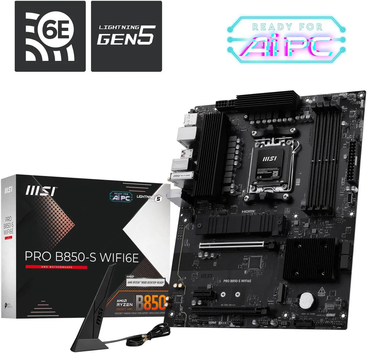 Open Box: MSI PRO B850-S WIFI6E Motherboard, ATX - Supports AMD Ryzen 9000 / 8000 / 7000 Processors, AM5 - DDR5 Memory Boost (8200+ MT/s OC), PCIe 4.0 x16, M.2 Gen5, Wi-Fi 6E, 2.5G LAN - Newegg.com - Open Box condition - Image 8