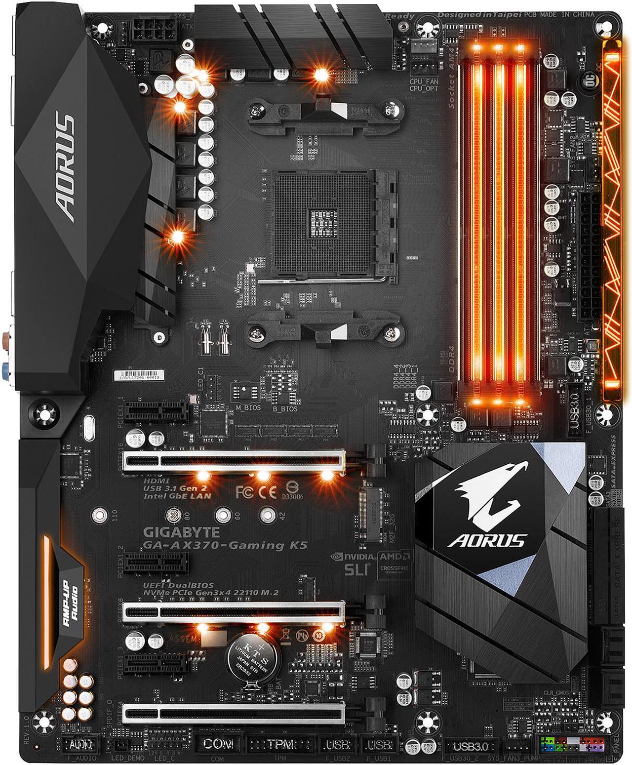Alt view image 2 of 6 - GIGABYTE GA-AX370-Gaming K5 (rev. 1.0) AM4 AMD X370 USB 3.1 HDMI ATX AMD Motherboard
