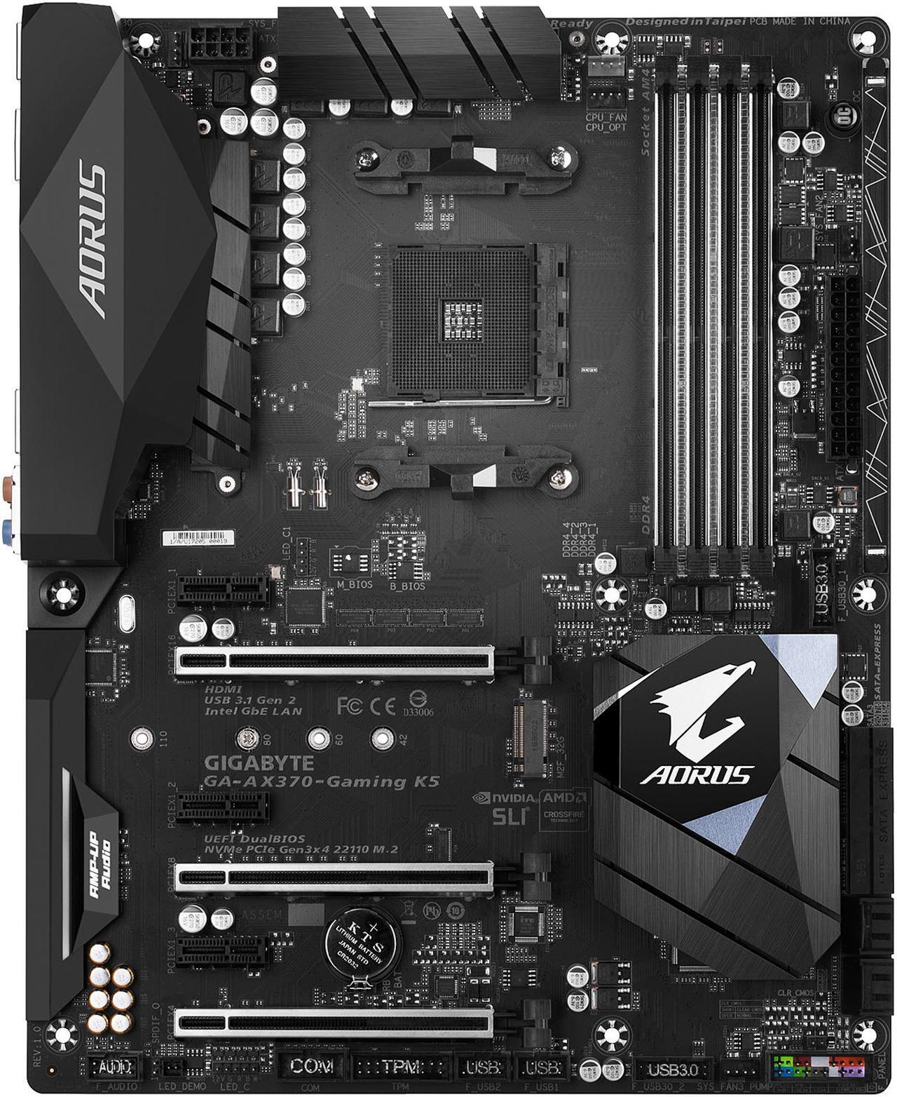 Alt view image 3 of 6 - GIGABYTE GA-AX370-Gaming K5 (rev. 1.0) AM4 AMD X370 USB 3.1 HDMI ATX AMD Motherboard