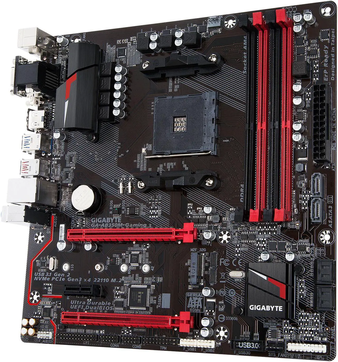 Alt view image 2 of 5 - GIGABYTE GA-AB350M-Gaming 3 (rev. 1.0) AM4 AMD B350 USB 3.1 HDMI Micro ATX AMD Motherboard