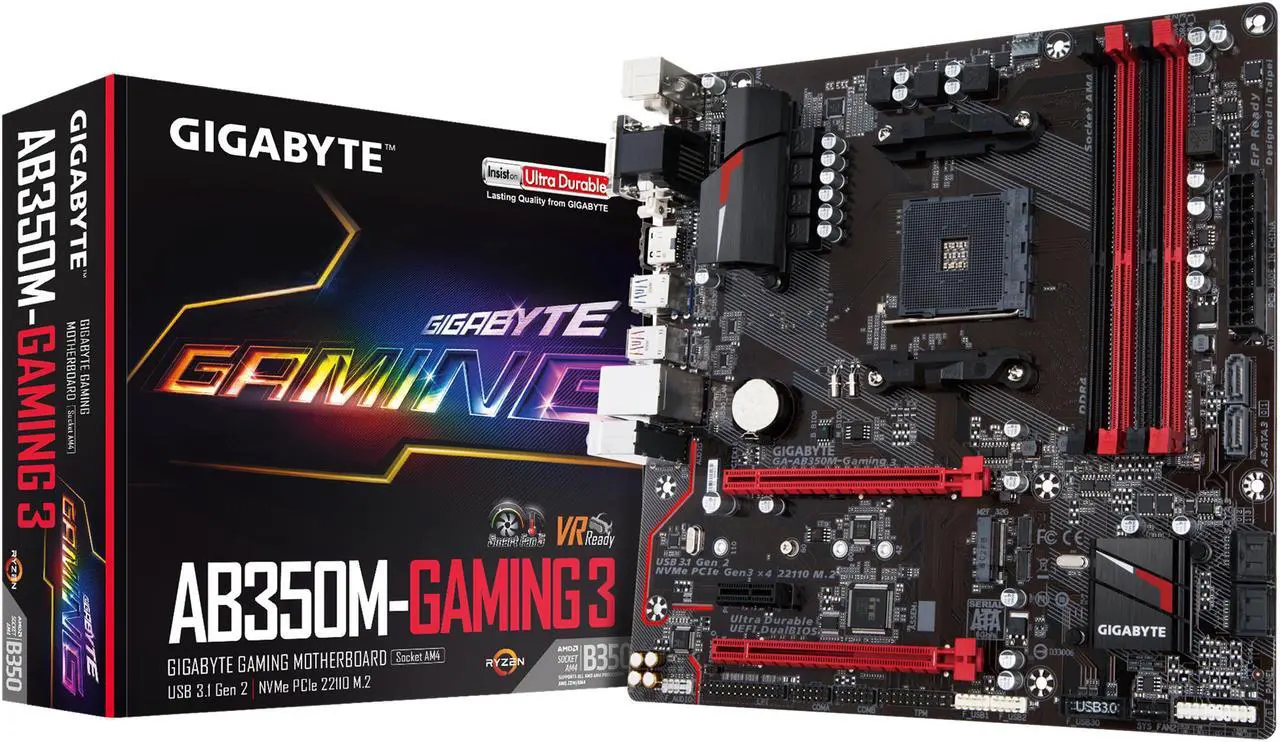 Alt view image 5 of 5 - GIGABYTE GA-AB350M-Gaming 3 (rev. 1.0) AM4 AMD B350 USB 3.1 HDMI Micro ATX AMD Motherboard