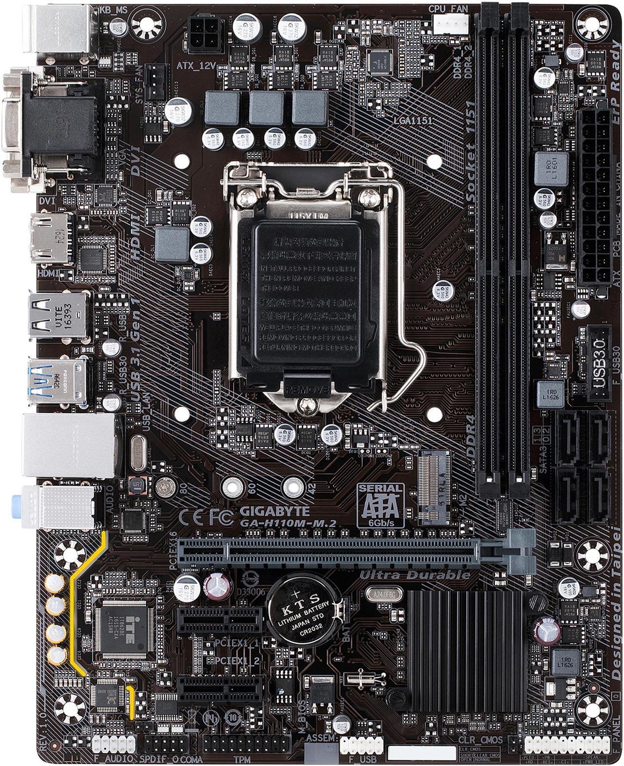 Main image of GIGABYTE GA-H110M-M.2 (rev. 1.0) LGA 1151 Intel H110 HDMI USB 3.1 Micro ATX Intel Motherboard
