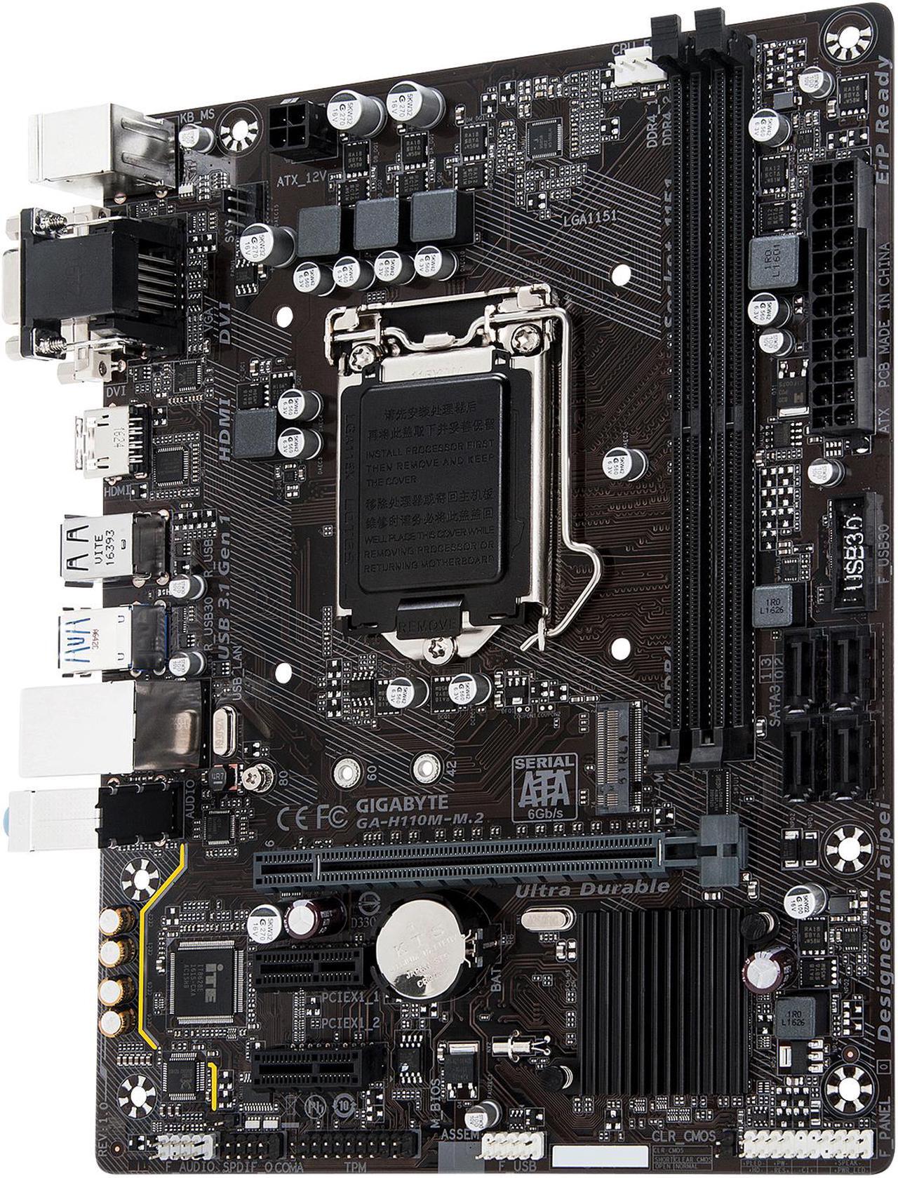 Alt view image 2 of 3 - GIGABYTE GA-H110M-M.2 (rev. 1.0) LGA 1151 Intel H110 HDMI USB 3.1 Micro ATX Intel Motherboard