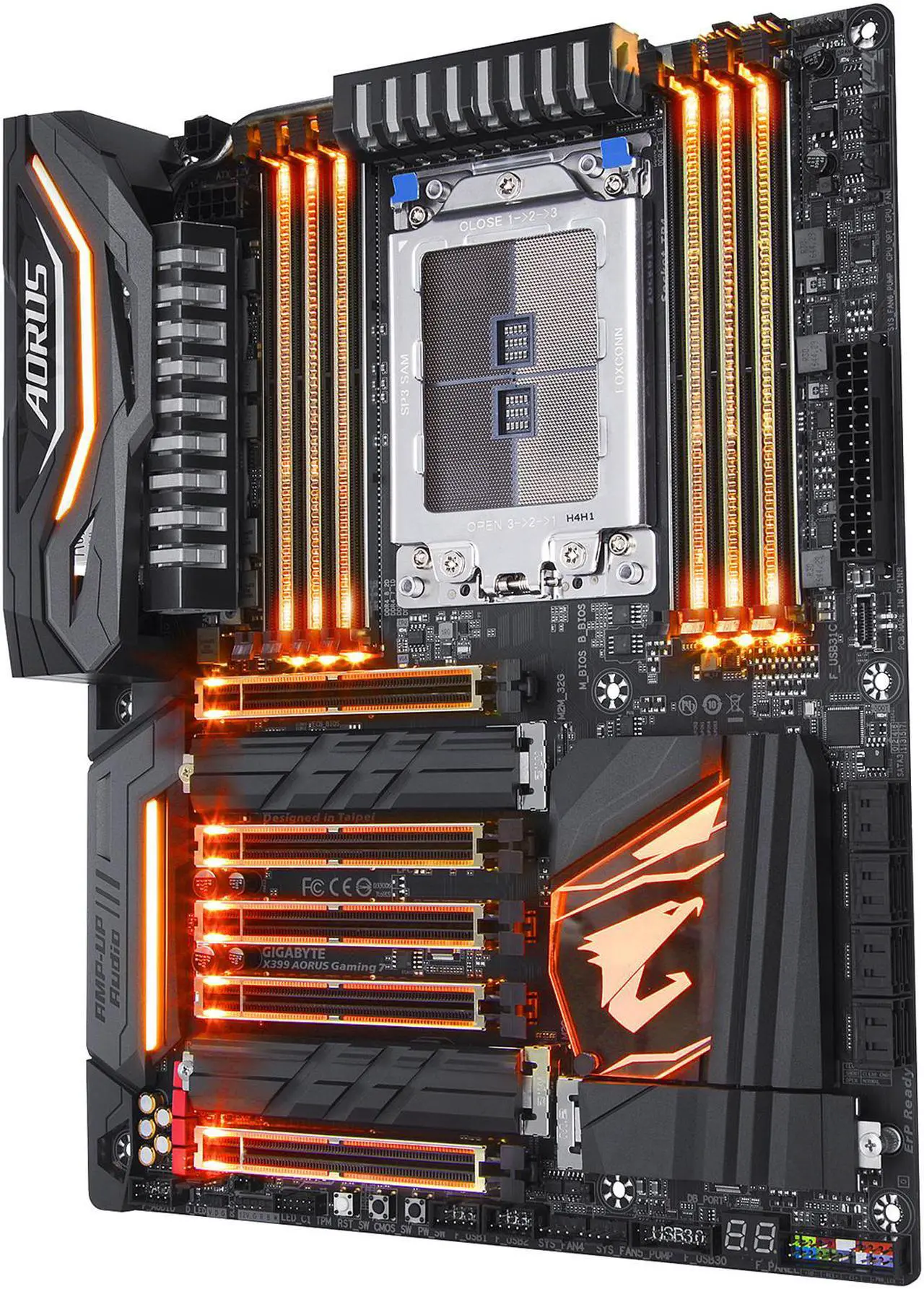 Alt view image 2 of 6 - GIGABYTE X399 AORUS Gaming 7 sTR4 AMD X399 ATX 3*M.2 4-Way SLI AMD Motherboard