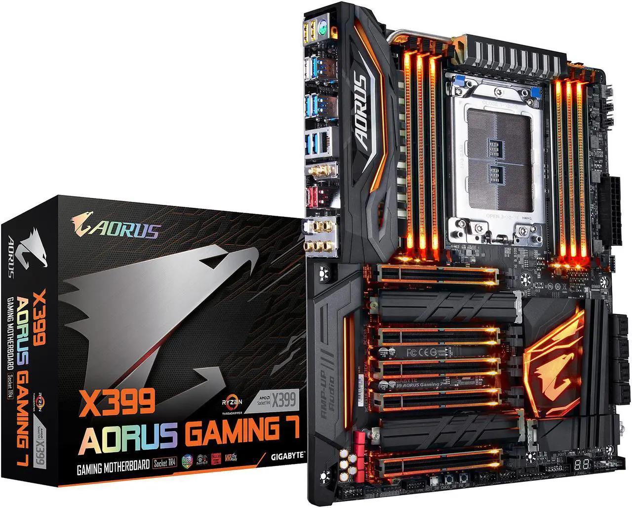 Alt view image 6 of 6 - GIGABYTE X399 AORUS Gaming 7 sTR4 AMD X399 ATX 3*M.2 4-Way SLI AMD Motherboard