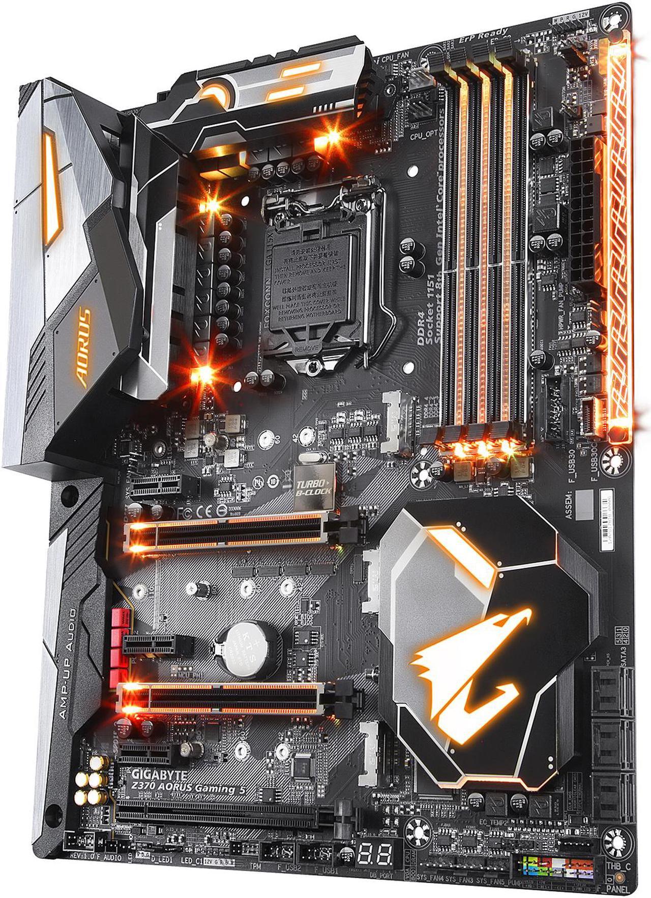 Alt view image 2 of 5 - GIGABYTE Z370 AORUS Gaming 5 (rev. 1.0) LGA 1151 (300 Series) Intel Z370 (WiFi AC) HDMI SATA 6Gb/s USB 3.1 ATX Intel Motherboard