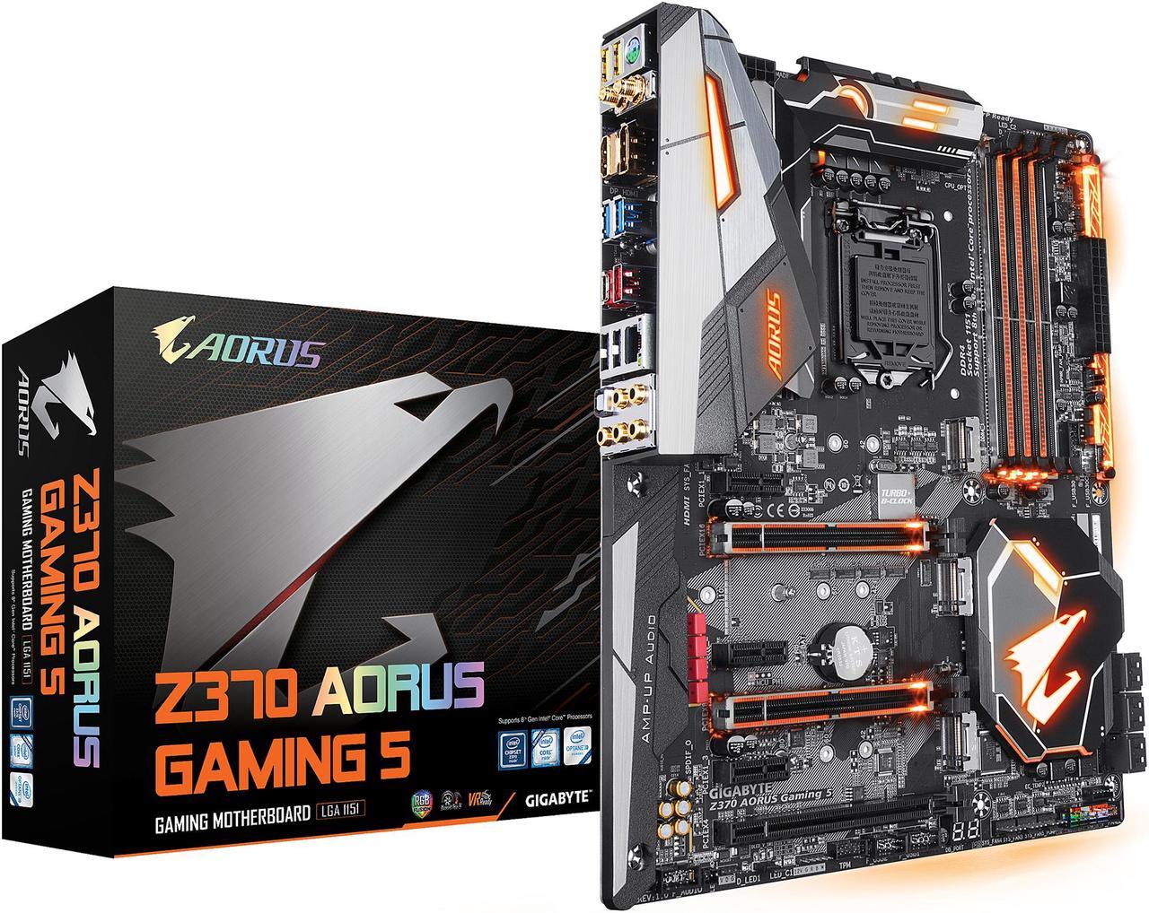 Alt view image 5 of 5 - GIGABYTE Z370 AORUS Gaming 5 (rev. 1.0) LGA 1151 (300 Series) Intel Z370 (WiFi AC) HDMI SATA 6Gb/s USB 3.1 ATX Intel Motherboard