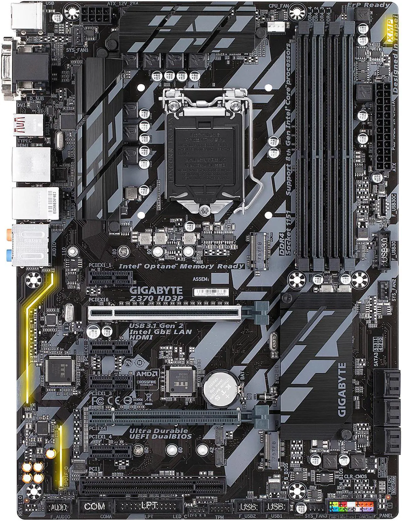 Alt view image 2 of 5 - GIGABYTE Z370 HD3P (rev. 1.0) LGA 1151 (300 Series) Intel Z370 HDMI USB 3.1 ATX Intel Motherboard