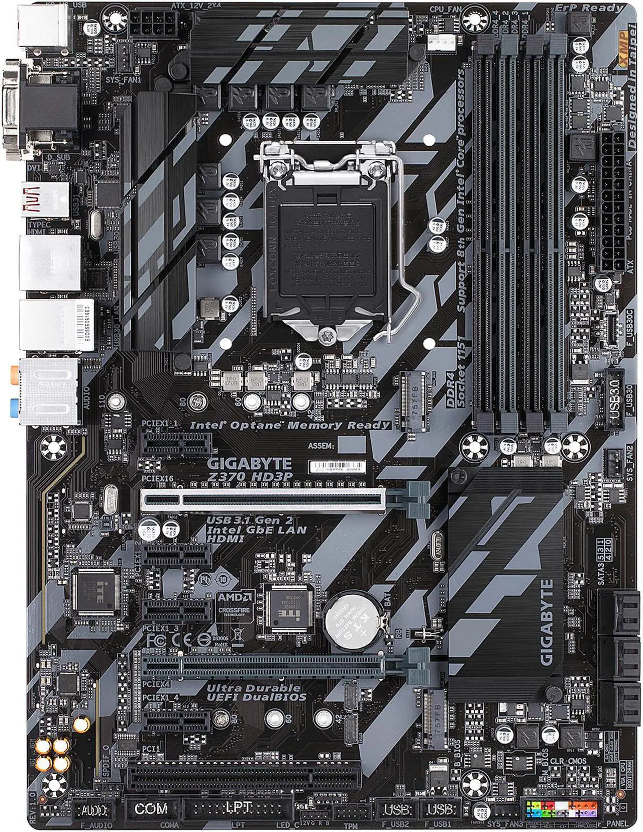 Alt view image 3 of 5 - GIGABYTE Z370 HD3P (rev. 1.0) LGA 1151 (300 Series) Intel Z370 HDMI USB 3.1 ATX Intel Motherboard