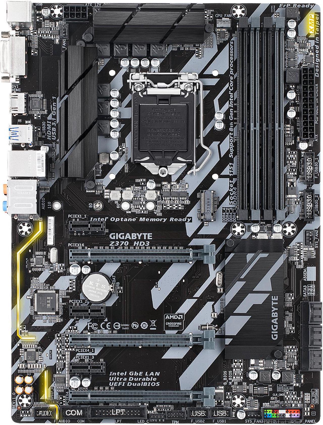Alt view image 2 of 5 - GIGABYTE Z370 HD3 (rev. 1.0) LGA 1151 (300 Series) Intel Z370 HDMI USB 3.1 ATX Intel Motherboard