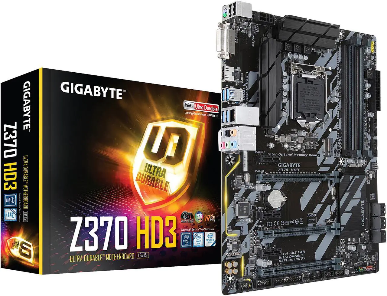 Alt view image 5 of 5 - GIGABYTE Z370 HD3 (rev. 1.0) LGA 1151 (300 Series) Intel Z370 HDMI USB 3.1 ATX Intel Motherboard