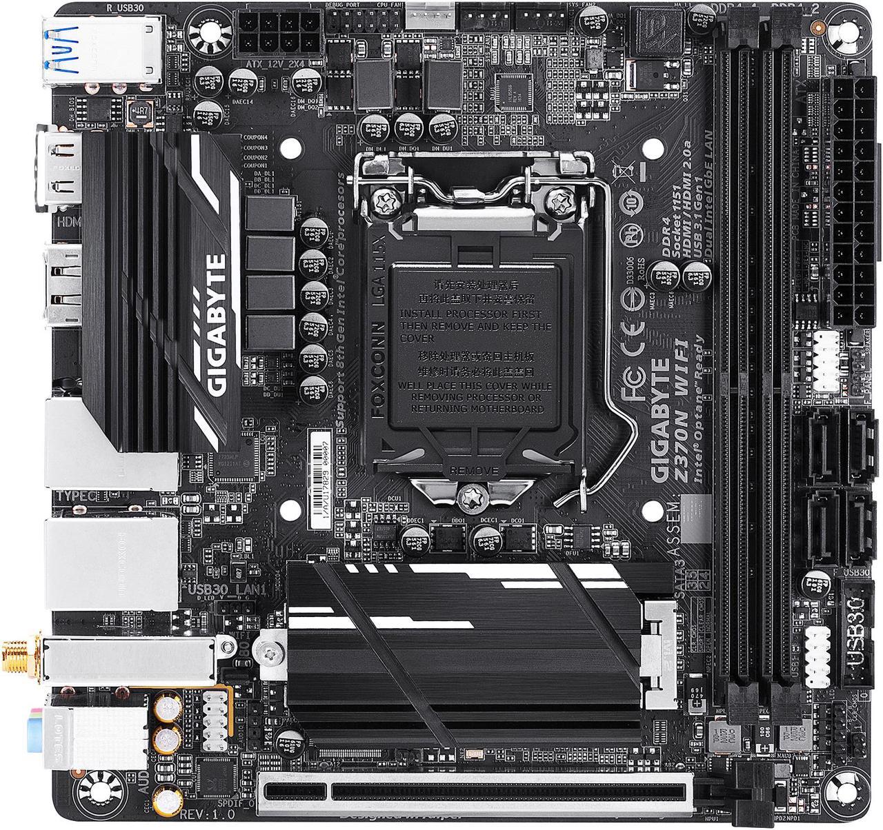 Alt view image 2 of 6 - GIGABYTE Z370N WIFI (rev. 1.0) LGA 1151 (300 Series) Intel Z370 HDMI USB 3.1 Mini ITX Intel Motherboard