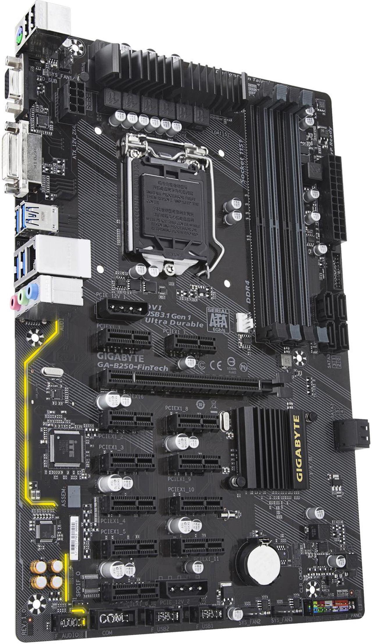 Alt view image 2 of 5 - GIGABYTE GA-B250-FinTech (Rev 1.0) LGA 1151 Intel B250 Cryptocurrency Mining (BTC) Motherboard