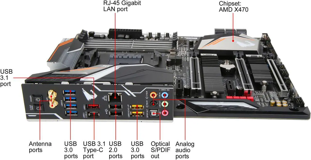 Alt view image 6 of 6 - GIGABYTE X470 AORUS GAMING 7 WIFI AM4 AMD X470 USB 3.1 ATX AMD Motherboard