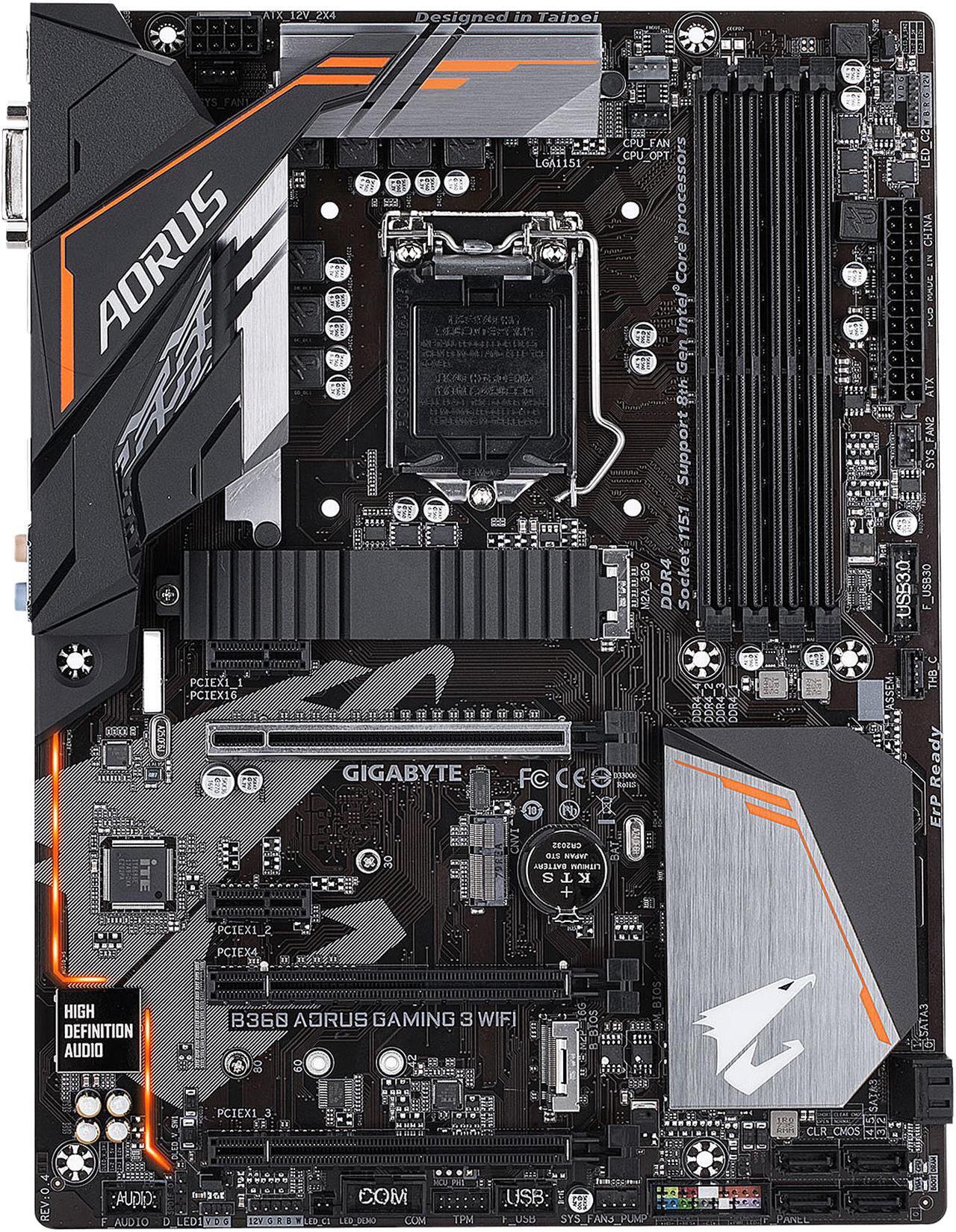 Main image of GIGABYTE B360 AORUS Gaming 3 WIFI LGA 1151 (300 Series) Intel B360 HDMI SATA 6Gb/s USB 3.1 ATX Intel Motherboard