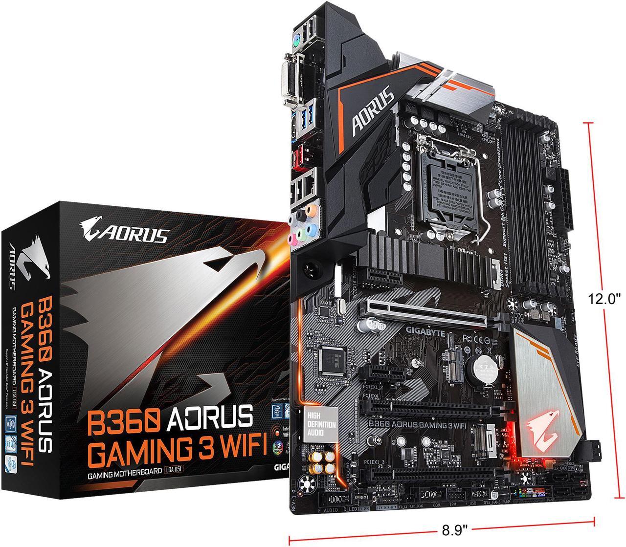 Alt view image 11 of 12 - GIGABYTE B360 AORUS Gaming 3 WIFI LGA 1151 (300 Series) Intel B360 HDMI SATA 6Gb/s USB 3.1 ATX Intel Motherboard