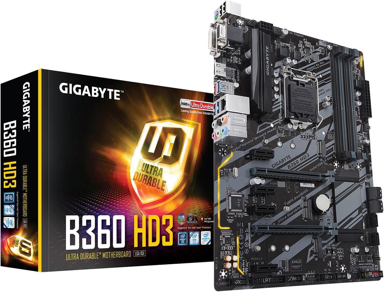 Alt view image 5 of 6 - GIGABYTE B360 HD3 LGA 1151 (300 Series) Intel B360 HDMI USB 3.1 ATX Intel Motherboard