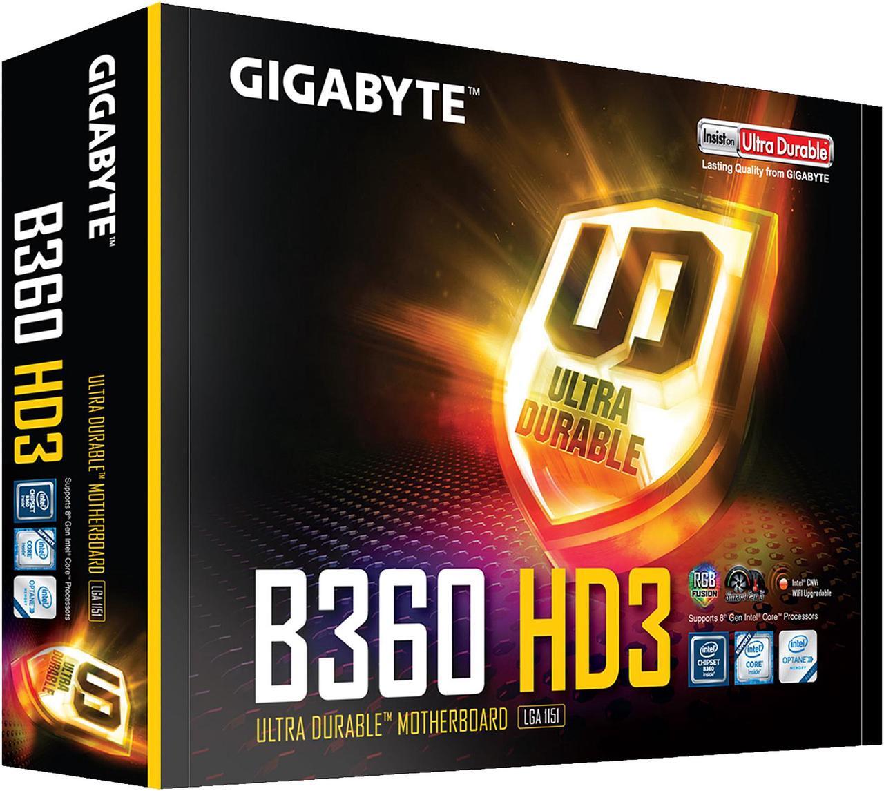 Alt view image 6 of 6 - GIGABYTE B360 HD3 LGA 1151 (300 Series) Intel B360 HDMI USB 3.1 ATX Intel Motherboard