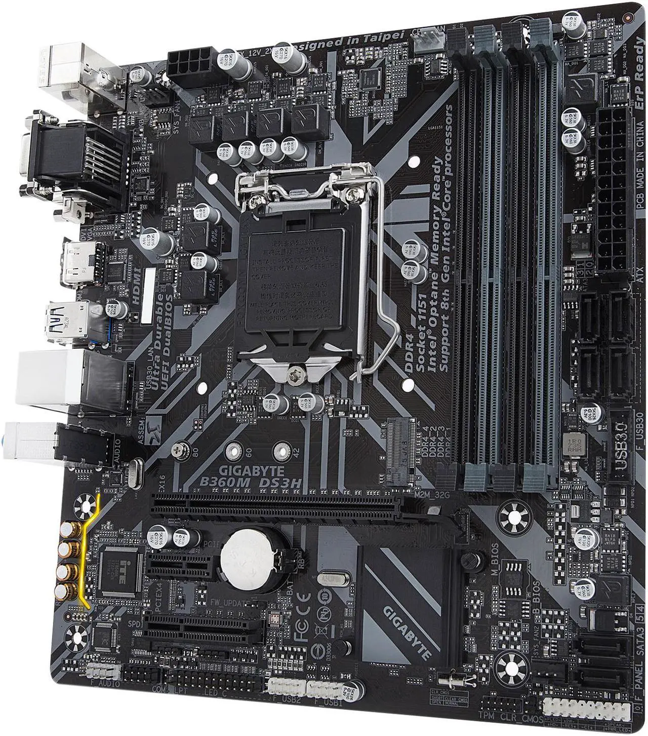 Alt view image 2 of 6 - GIGABYTE B360M DS3H LGA 1151 (300 Series) Intel B360 HDMI USB 3.1 Micro ATX Intel Motherboard