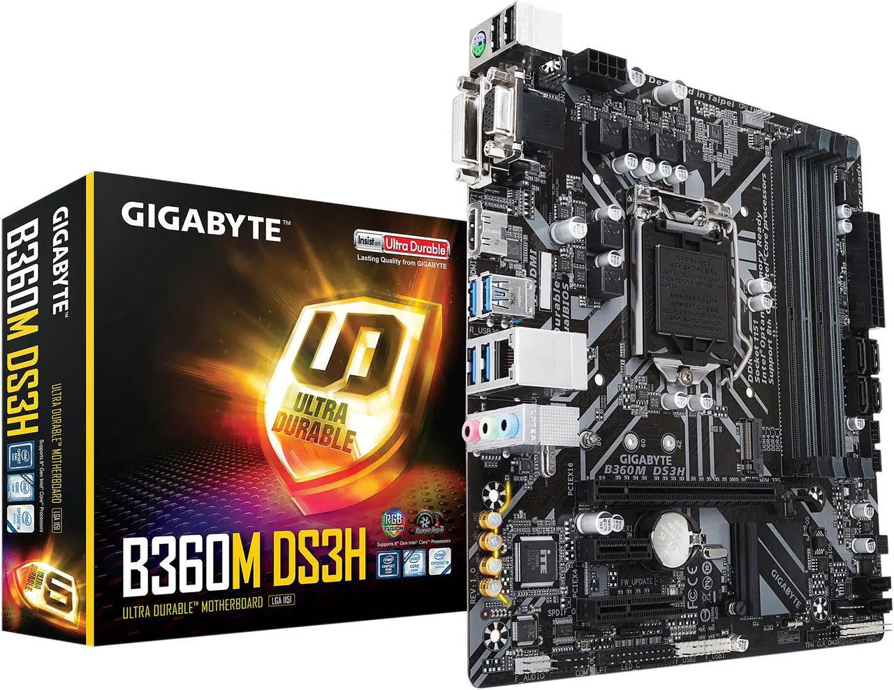 Alt view image 5 of 6 - GIGABYTE B360M DS3H LGA 1151 (300 Series) Intel B360 HDMI USB 3.1 Micro ATX Intel Motherboard