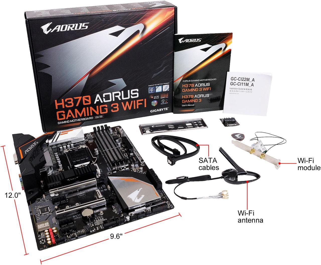 Alt view image 11 of 12 - GIGABYTE H370 AORUS Gaming 3 WIFI LGA 1151 (300 Series) Intel H370 HDMI USB 3.1 ATX Intel Motherboard