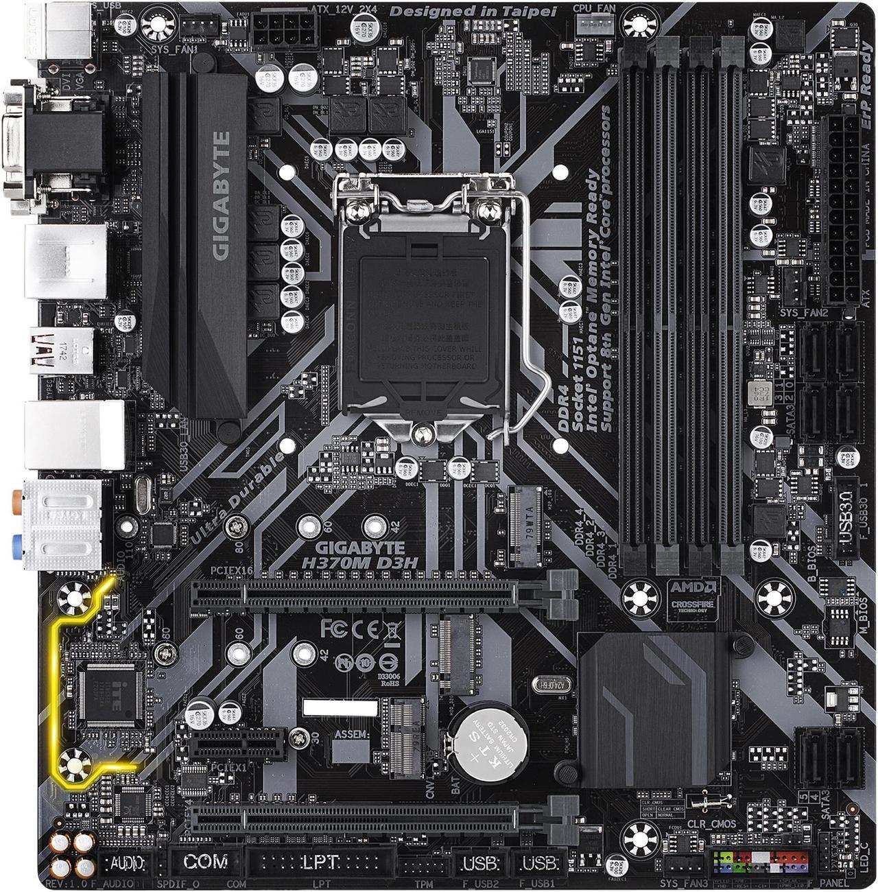 GIGABYTE H370M D3H LGA 1151 (300 Series) Intel H370 HDMI SATA 6Gb/s USB 3.1 Micro ATX Intel Motherboard