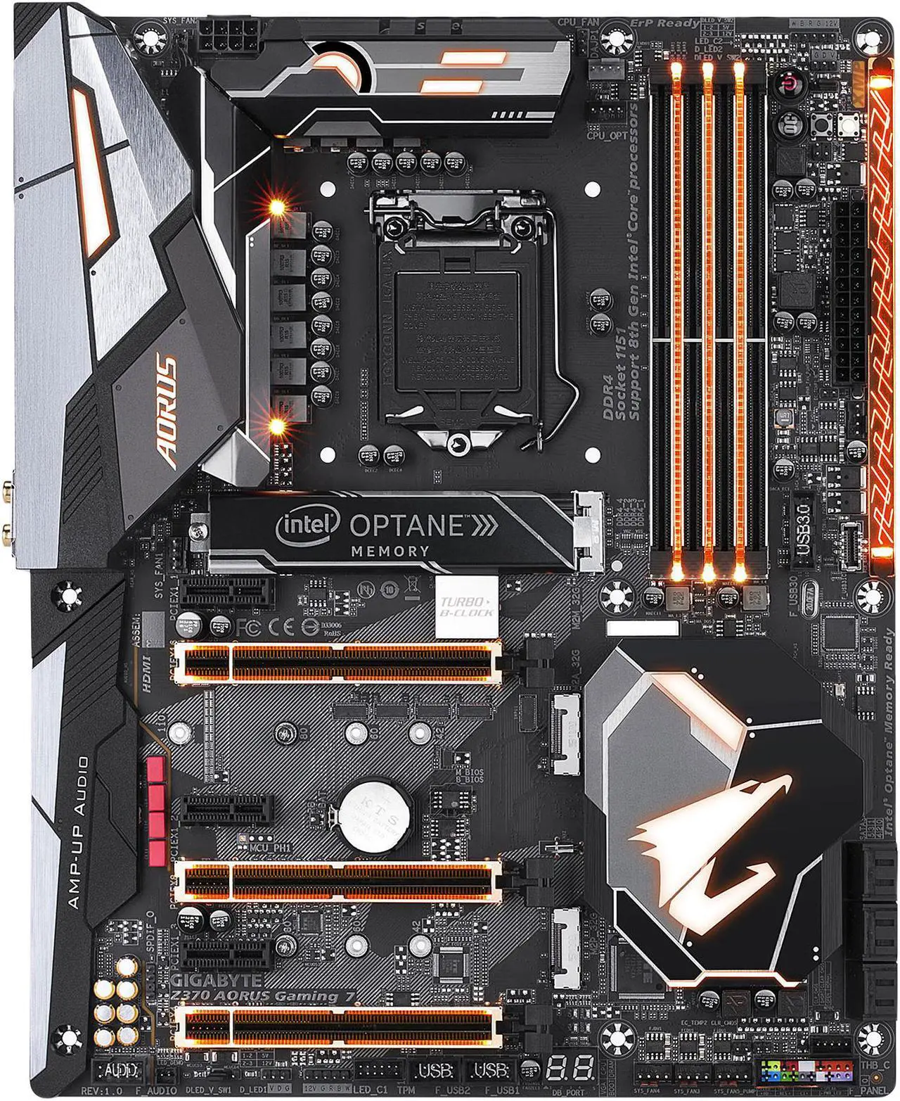 Alt view image 2 of 9 - GIGABYTE Z370 AORUS GAMING 7-OP LGA 1151 (300 Series) Intel Z370 ATX Motherboard with 32GB Intel Optane Memory