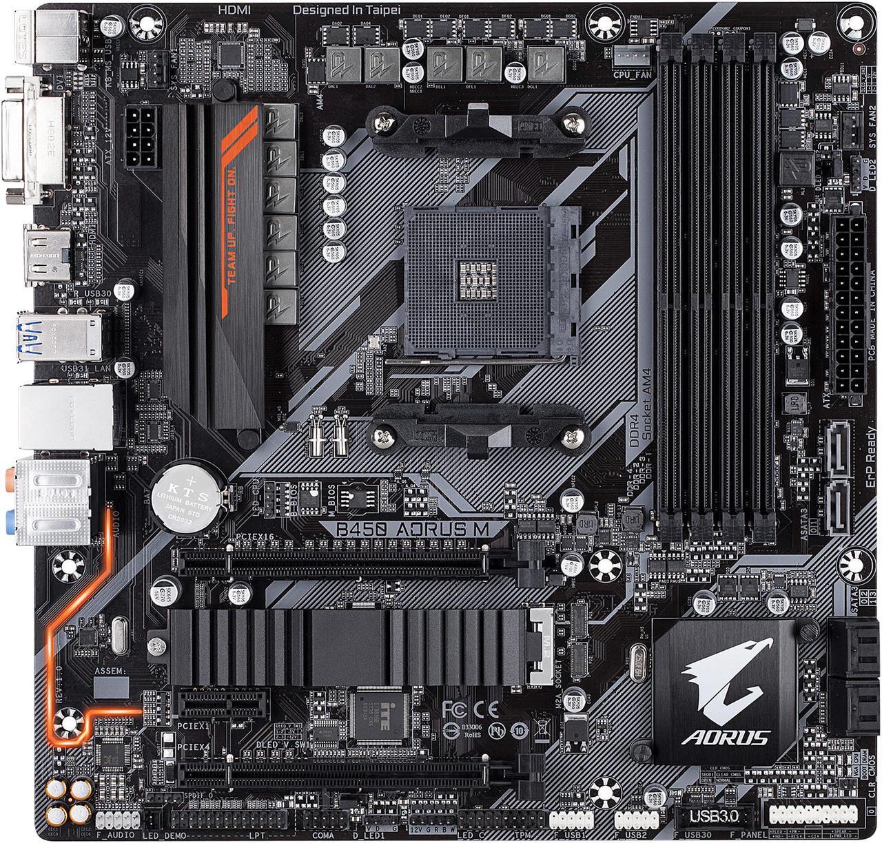 Main image of GIGABYTE Motherboard B450 AORUS M AM4 AMD B450 SATA 6Gb/s USB 3.0 HDMI Micro ATX AMD Motherboard