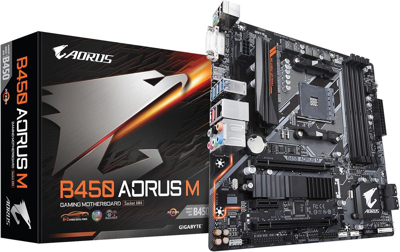 Alt view image 8 of 15 - GIGABYTE Motherboard B450 AORUS M AM4 AMD B450 SATA 6Gb/s USB 3.0 HDMI Micro ATX AMD Motherboard
