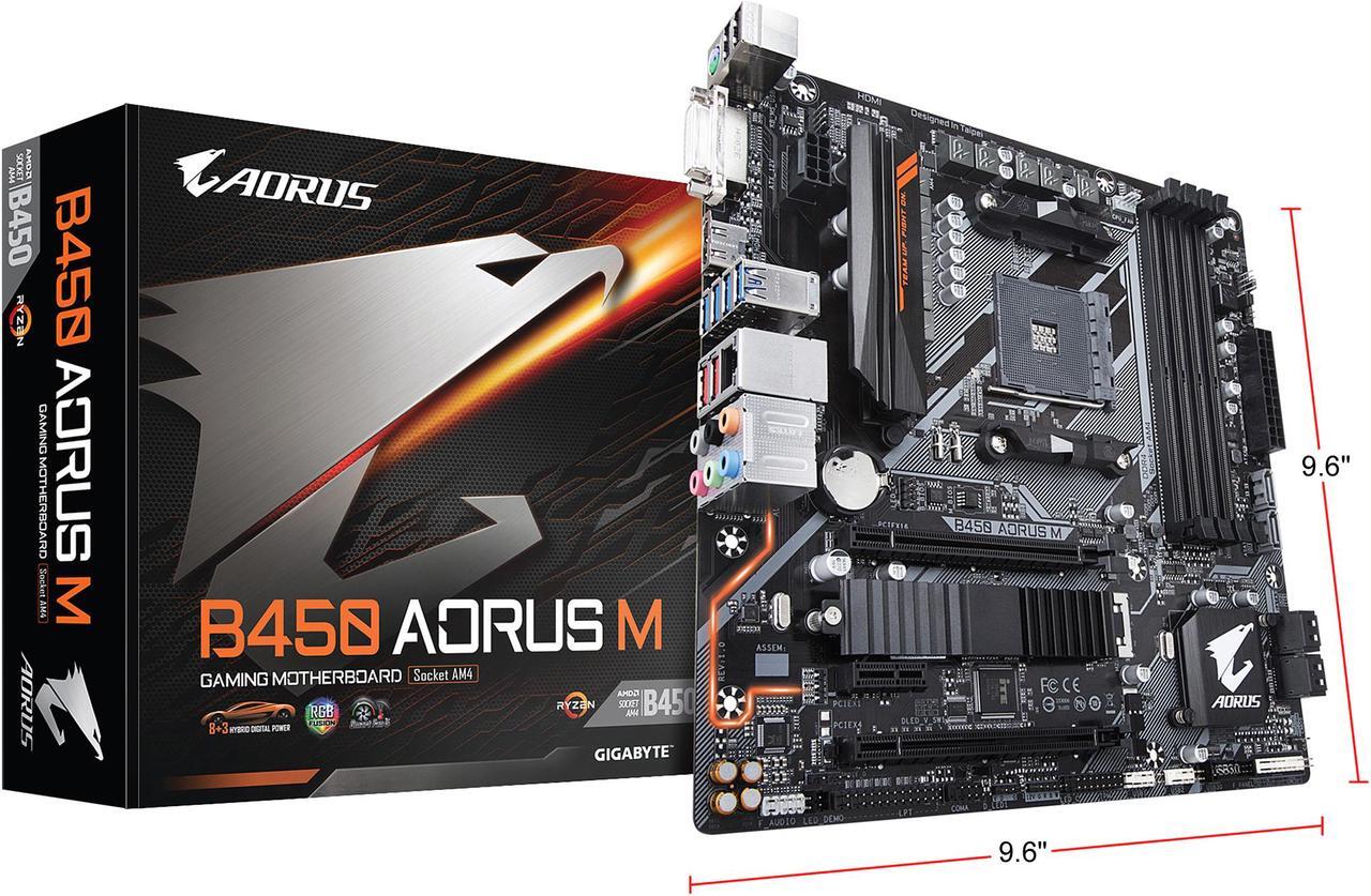 Alt view image 9 of 15 - GIGABYTE Motherboard B450 AORUS M AM4 AMD B450 SATA 6Gb/s USB 3.0 HDMI Micro ATX AMD Motherboard