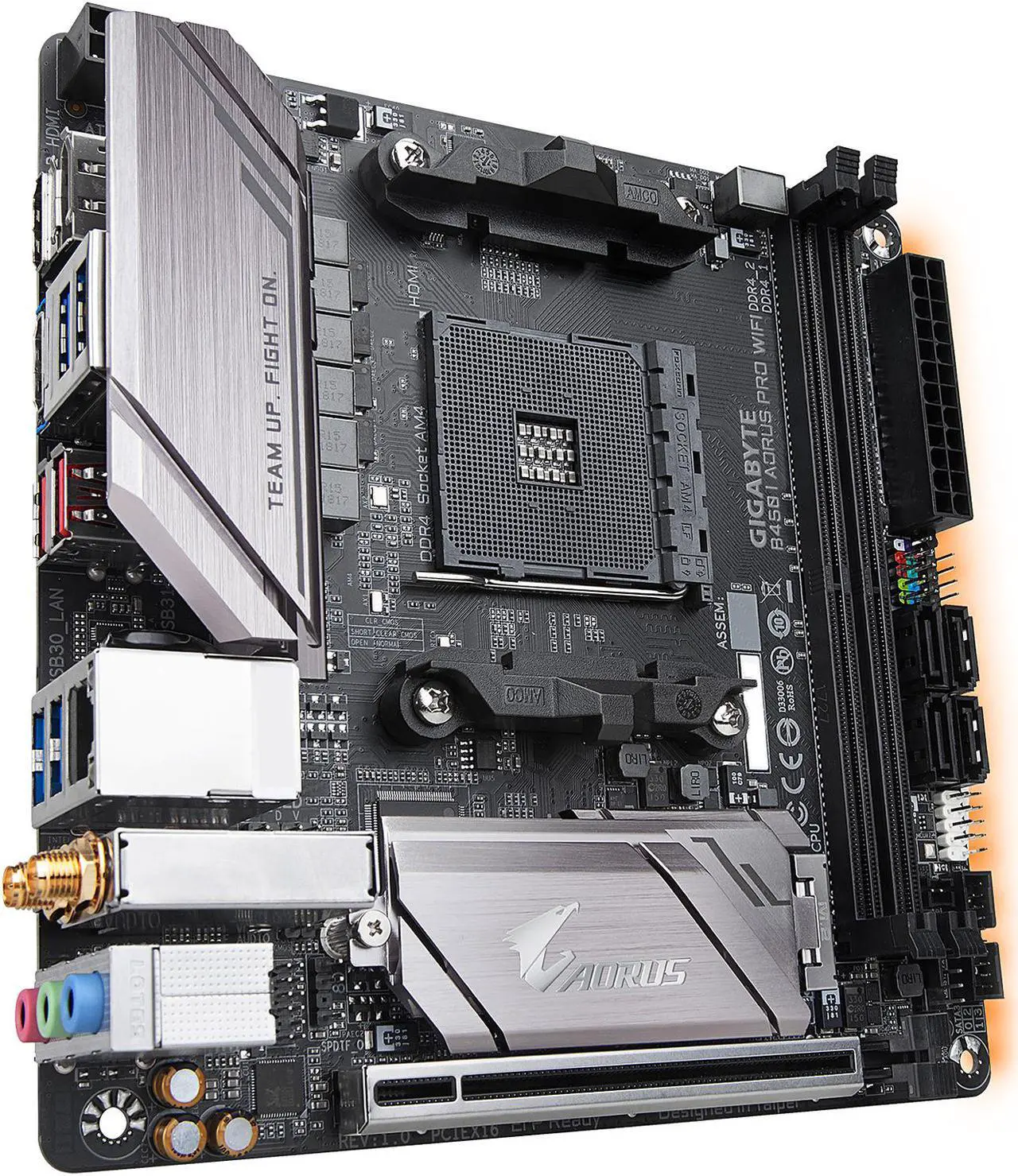 Alt view image 3 of 6 - GIGABYTE B450 I AORUS PRO WIFI AM4 AMD B450 USB 3.1 HDMI Mini ITX AMD Motherboard
