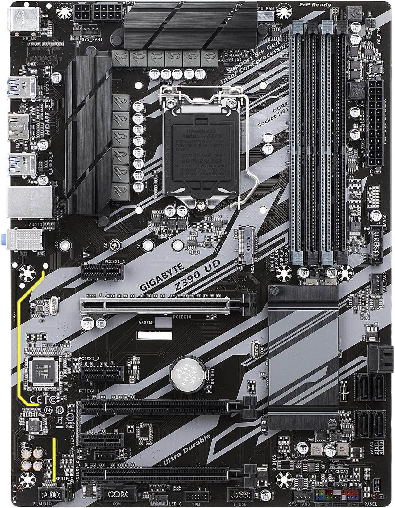 GIGABYTE Z390 UD LGA 1151 (300 Series) Intel Z390 SATA 6Gb/s ATX Intel Motherboard for Cryptocurrency Mining with Above 4G Decoding, 6 x PCIe Slots