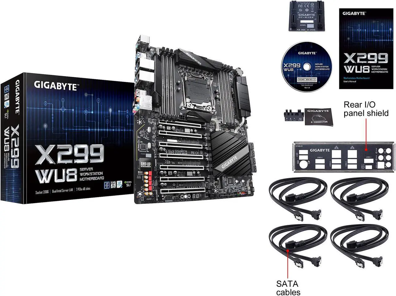 Alt view image 9 of 11 - GIGABYTE X299-WU8 LGA 2066 Intel X299 Motherboard with 7 PCIe x16 Slots and Dual Intel Server LAN