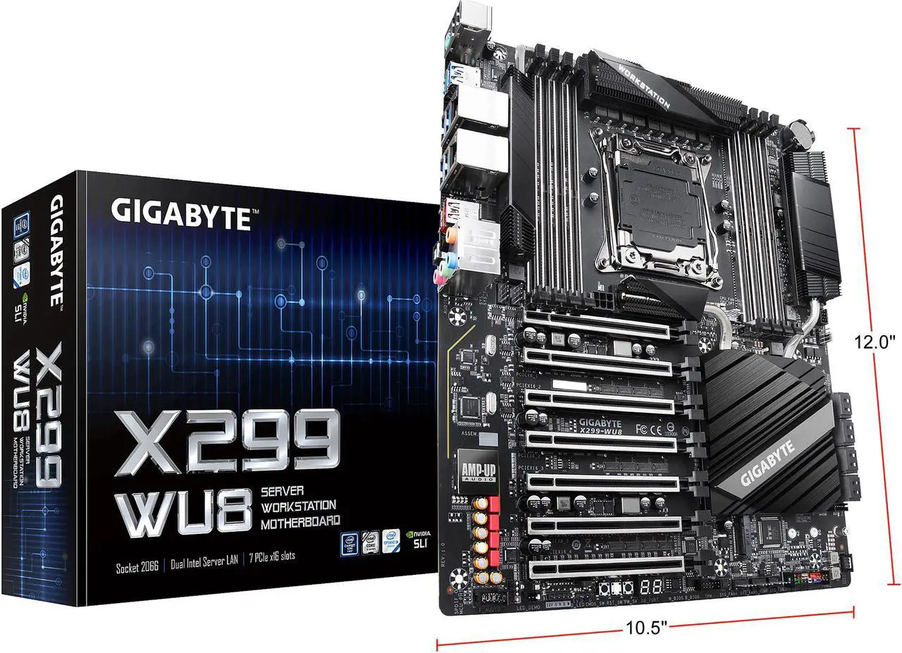 Alt view image 11 of 11 - GIGABYTE X299-WU8 LGA 2066 Intel X299 Motherboard with 7 PCIe x16 Slots and Dual Intel Server LAN