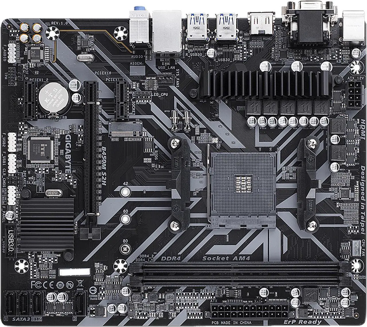 Main image of GIGABYTE B450M S2H AM4 AMD B450 SATA 6Gb/s USB 3.1 HDMI Micro ATX AMD Motherboard