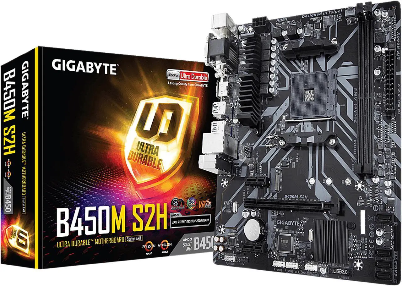 Alt view image 4 of 7 - GIGABYTE B450M S2H AM4 AMD B450 SATA 6Gb/s USB 3.1 HDMI Micro ATX AMD Motherboard