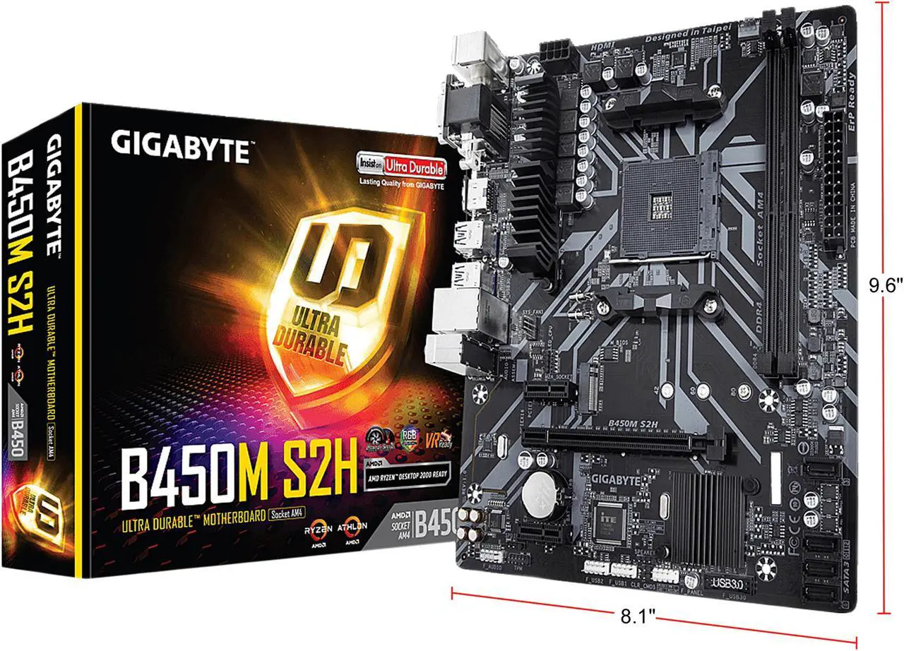 Alt view image 7 of 7 - GIGABYTE B450M S2H AM4 AMD B450 SATA 6Gb/s USB 3.1 HDMI Micro ATX AMD Motherboard