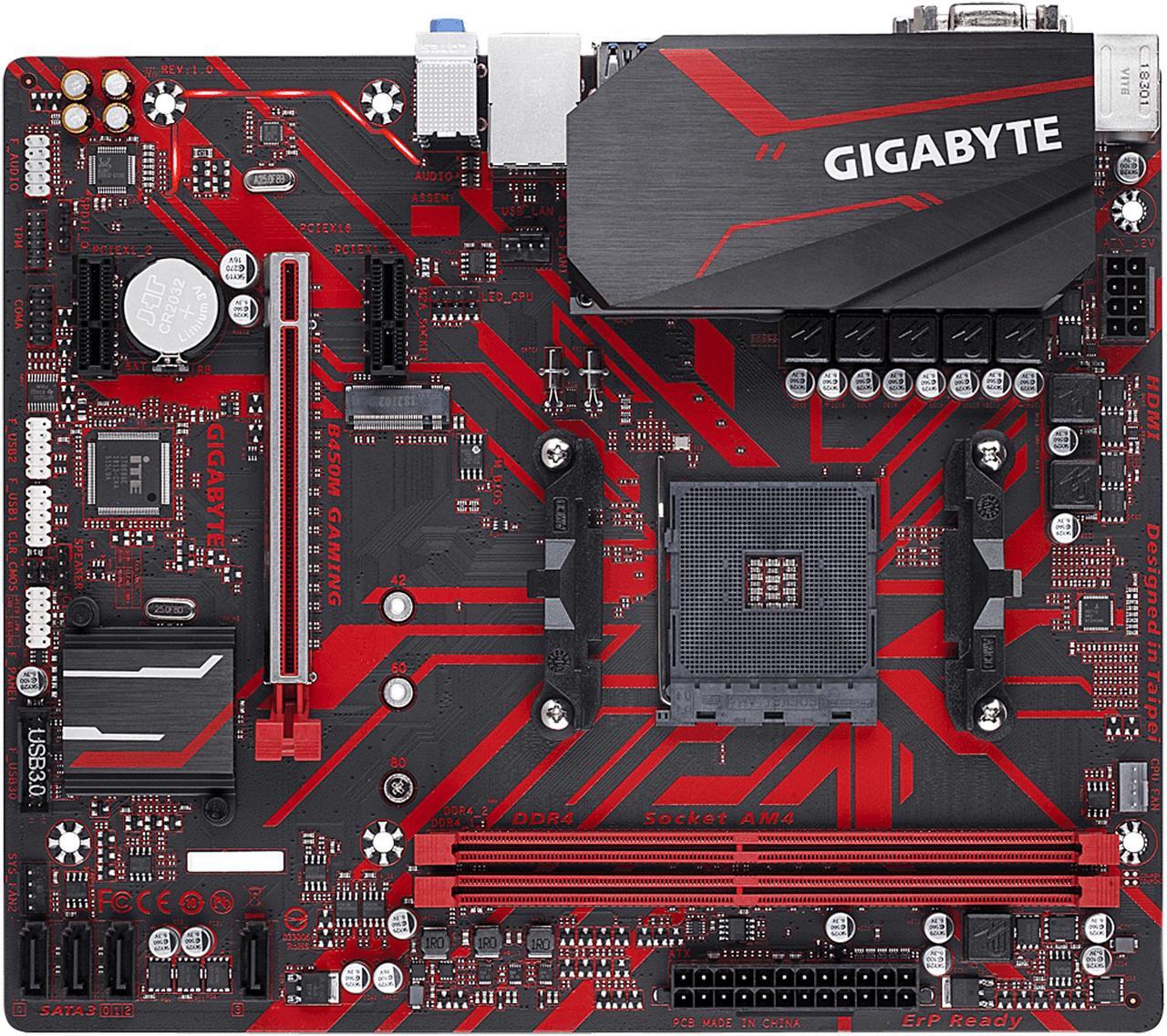 Main image of GIGABYTE B450M GAMING AM4 AMD B450 SATA 6Gb/s USB 3.1 HDMI Micro ATX AMD Motherboard