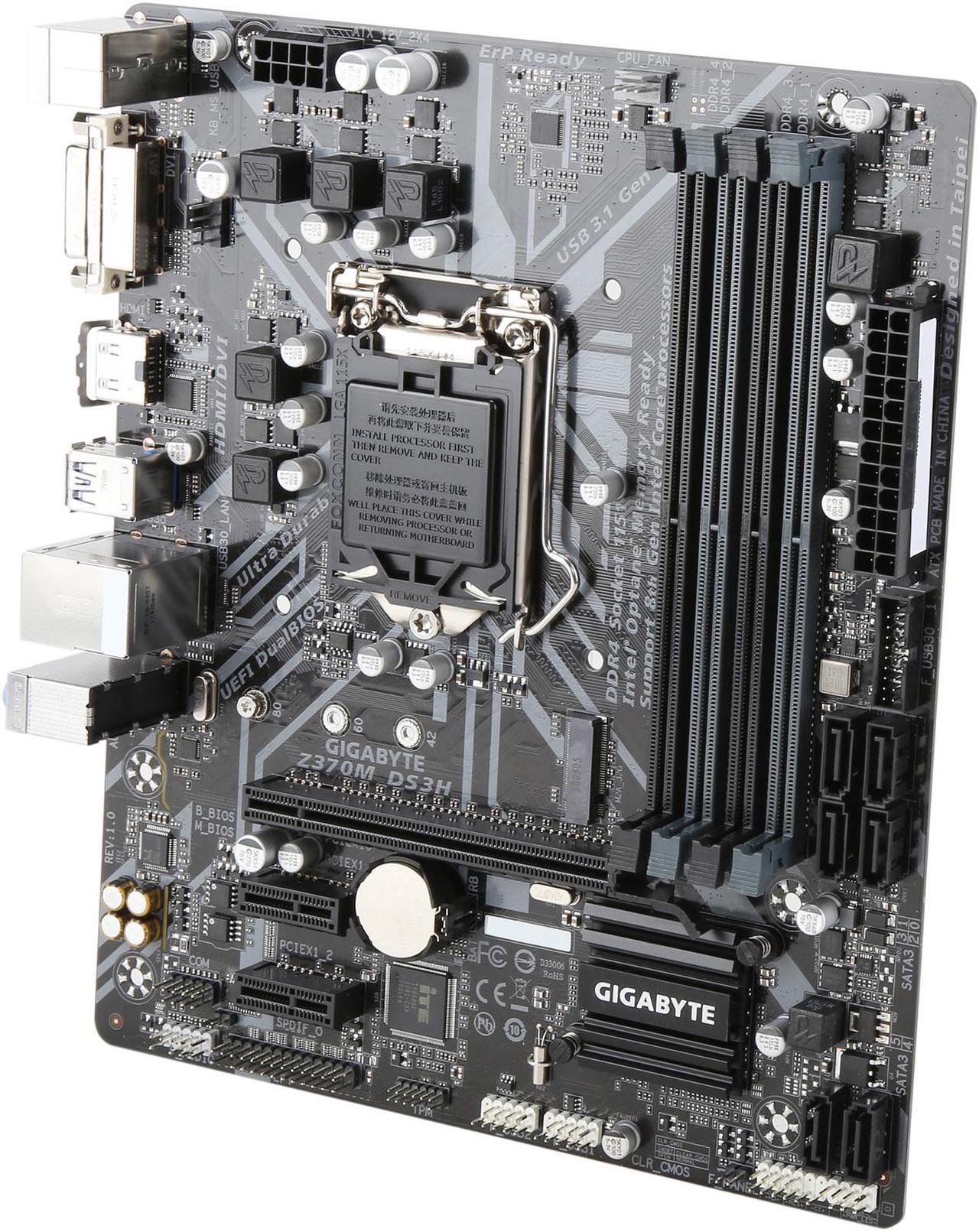 Alt view image 3 of 6 - GIGABYTE Z370M DS3H LGA 1151 (300 Series) Intel Z370 HDMI SATA 6Gb/s USB 3.1 Micro ATX Intel Motherboard