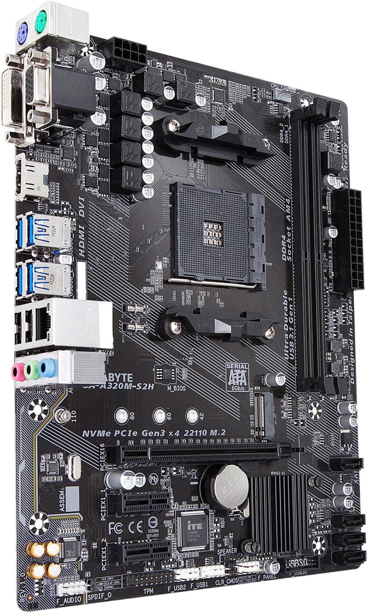 Alt view image 4 of 8 - GIGABYTE GA-A320M-S2H AM4 AMD A320 Micro ATX AMD Motherboard