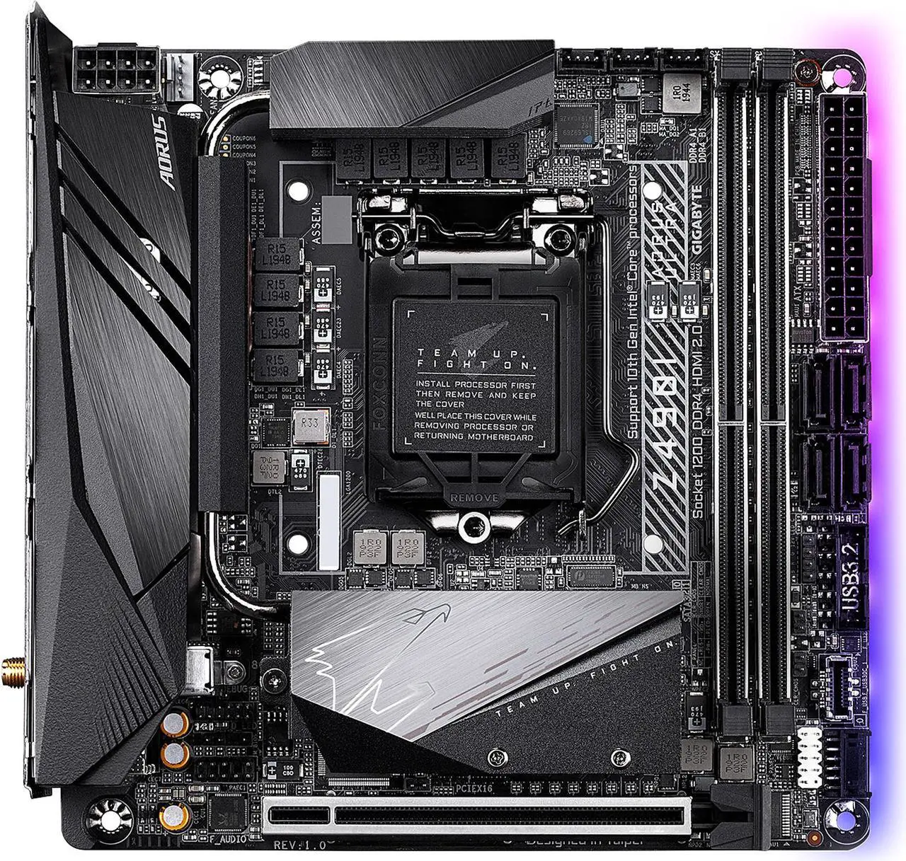 Main image of GIGABYTE Z490I AORUS ULTRA LGA 1200 Intel Z490 Mini-ITX Motherboard with Dual M.2, SATA 6Gb/s, USB 3.2 Gen 2, WIFI 6, 2.5 GbE LAN