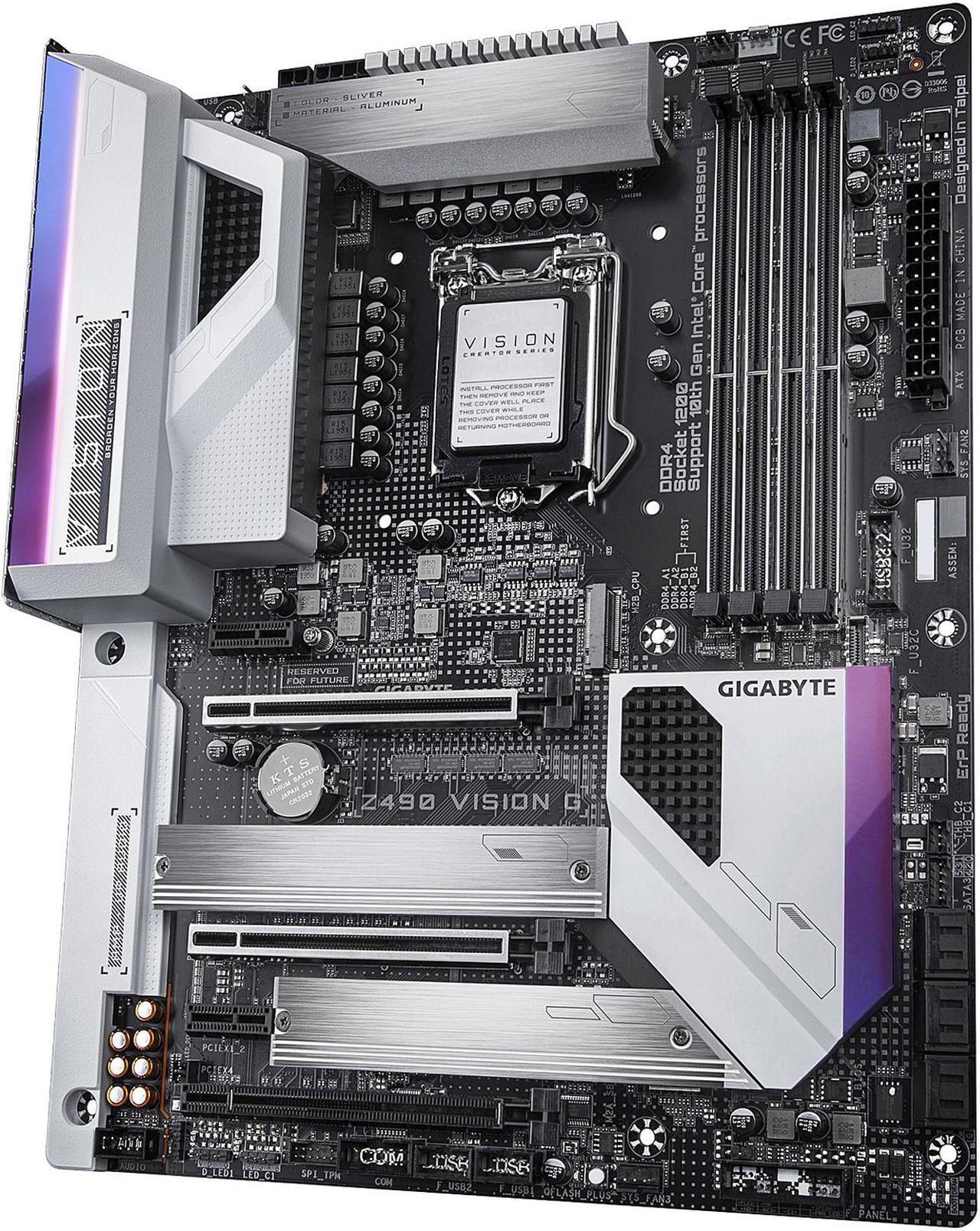 Alt view image 3 of 7 - GIGABYTE Z490 VISION G LGA 1200 Intel Z490 ATX Motherboard with Dual M.2, SATA 6Gb/s, USB 3.2 Gen 2, 2.5 GbE LAN, SLI Support