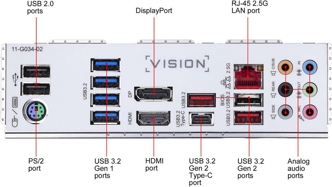 Alt view image 6 of 7 - GIGABYTE Z490 VISION G LGA 1200 Intel Z490 ATX Motherboard with Dual M.2, SATA 6Gb/s, USB 3.2 Gen 2, 2.5 GbE LAN, SLI Support