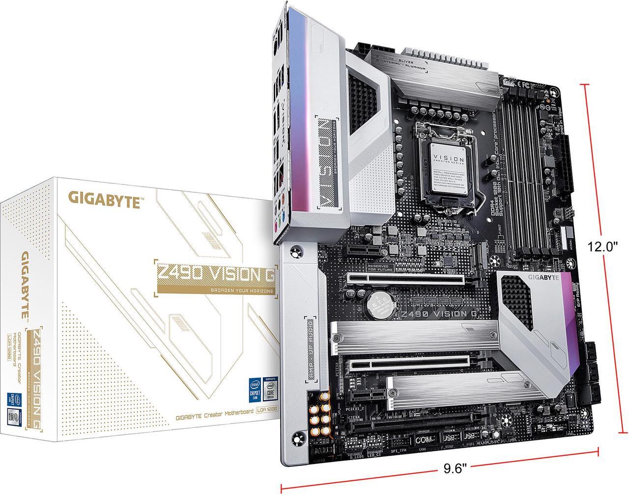 Alt view image 7 of 7 - GIGABYTE Z490 VISION G LGA 1200 Intel Z490 ATX Motherboard with Dual M.2, SATA 6Gb/s, USB 3.2 Gen 2, 2.5 GbE LAN, SLI Support